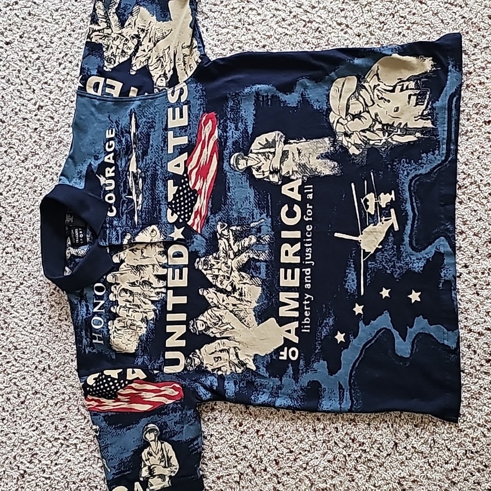 USA Patriotic all-over print polo style shirt